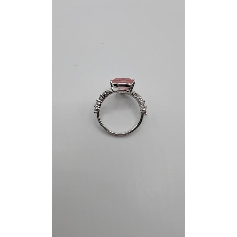 Silver Ring with Pink Gemstone and Clear Accents Size 7 - Picture 3 of 8